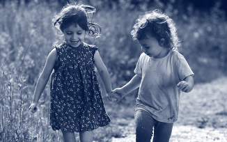 two girls playing